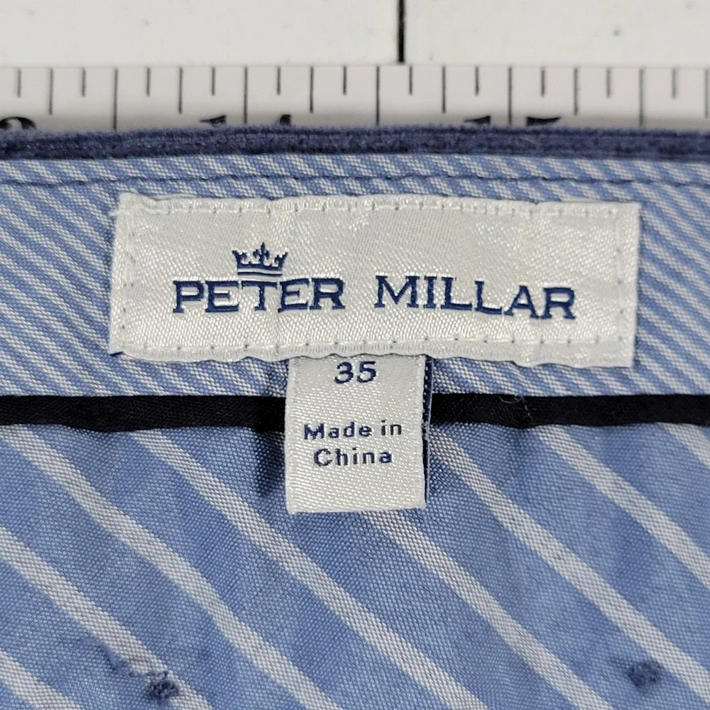 Peter Millar Mens‎ Corduroy Pants Blue Straight Leg Casual Dress Size 35x30
